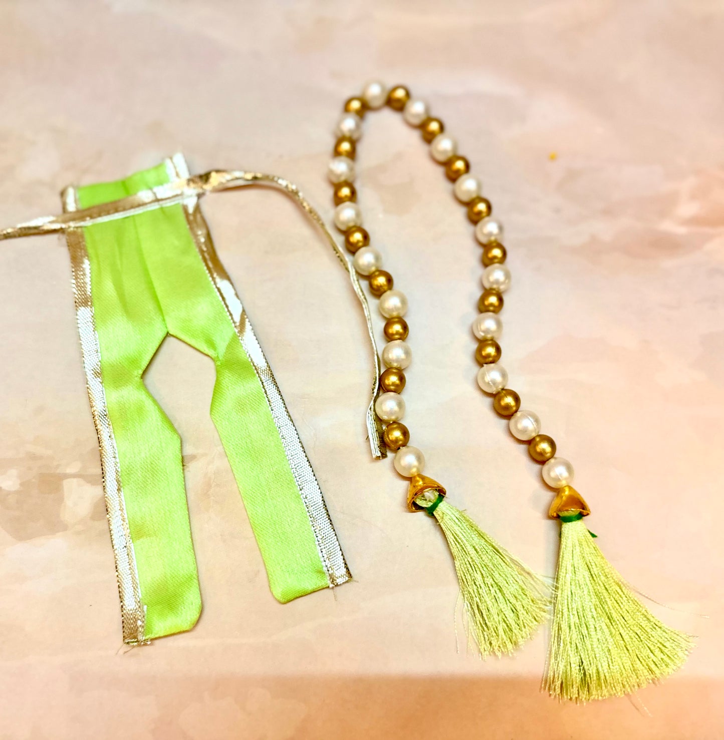 Teej Special Green Laddu Gopal Dress (4 piece set)