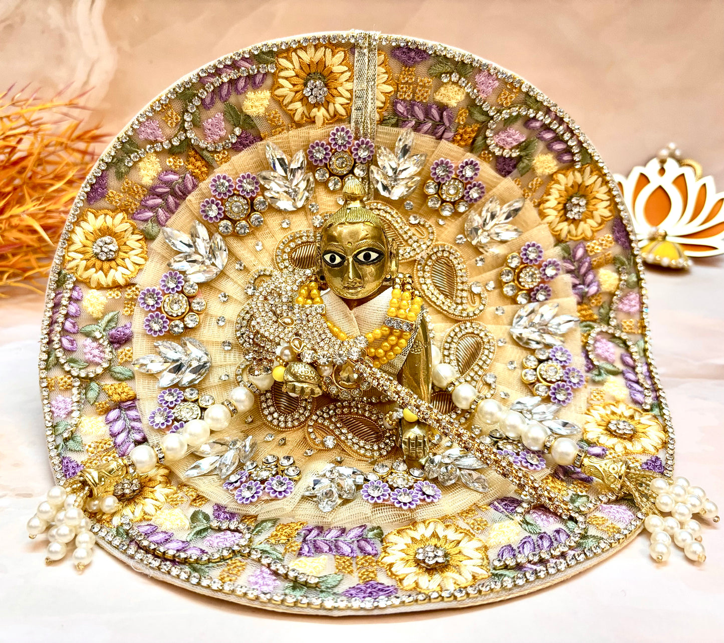 Kanak Surya Laddu Gopal Vastra – Pastel Beige (Get 1 Patka & Necklace Free)