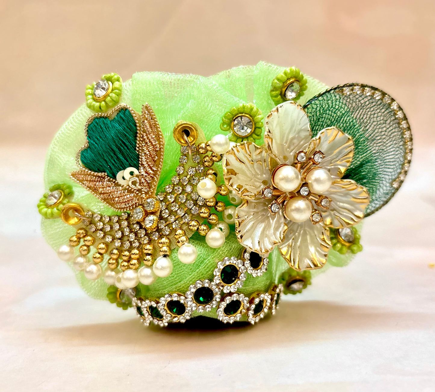 Teej Special Green Laddu Gopal Dress (4 piece set)