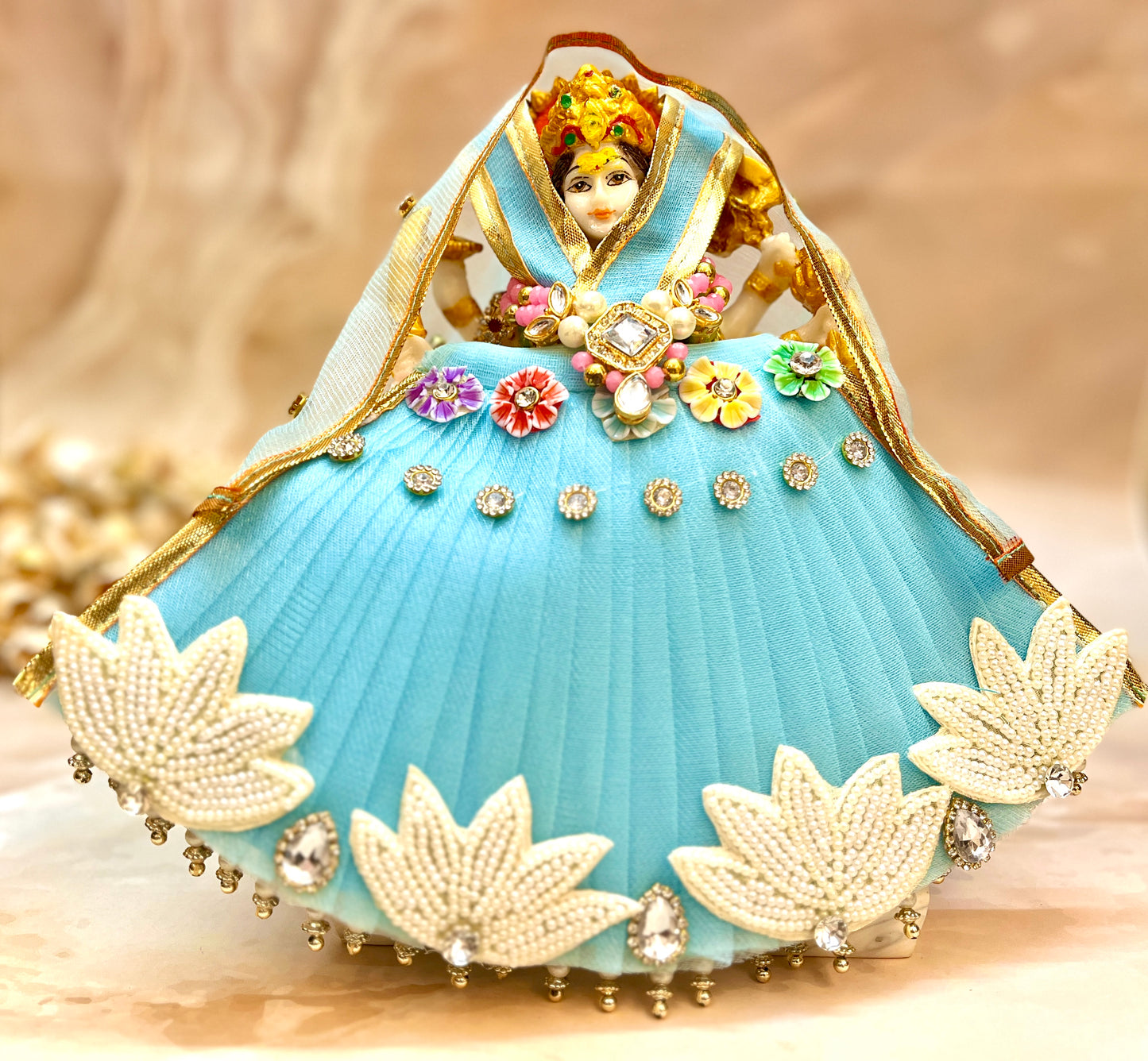Mata Rani Pastel Blue Lehenga, choli & Duppatta- 3 piece set