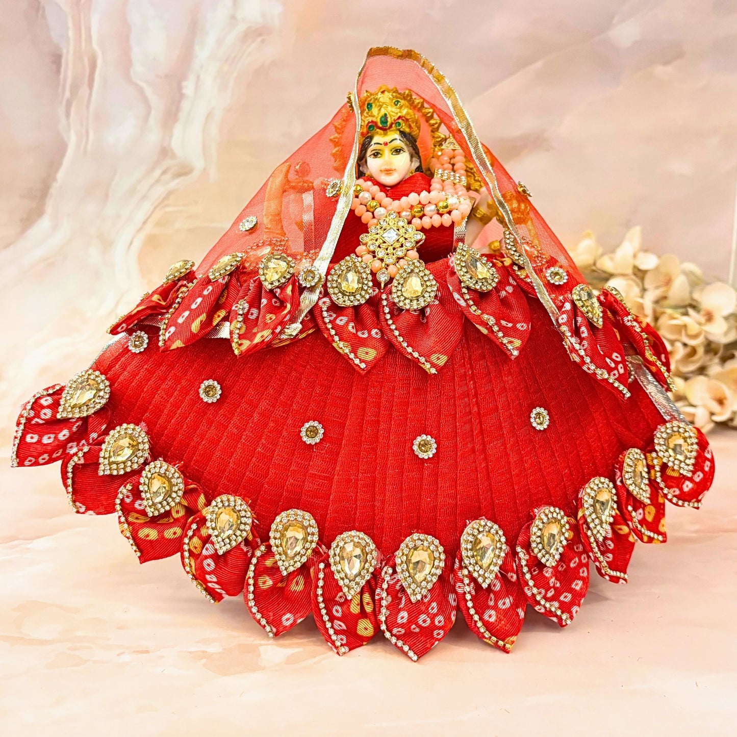 Red Bandhej Mata Rani Dress