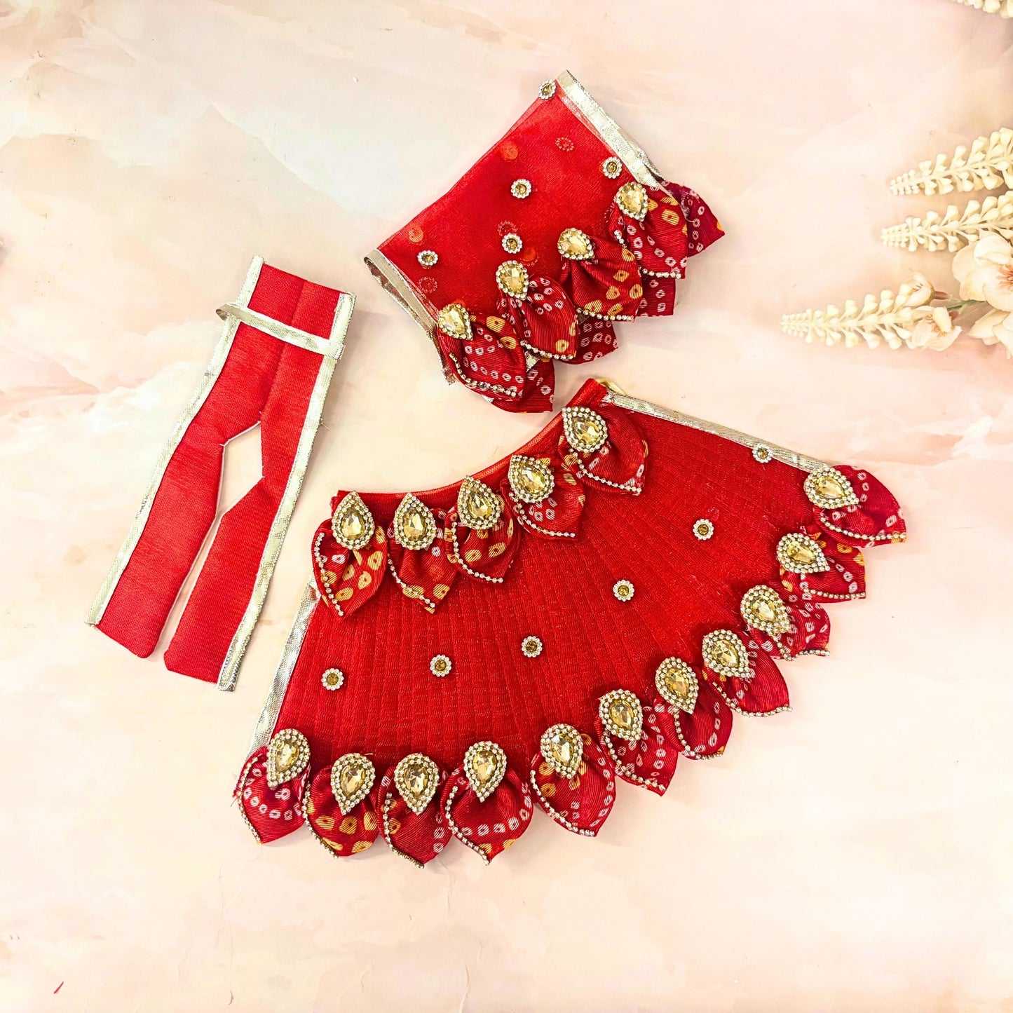 Red Bandhej Mata Rani Dress