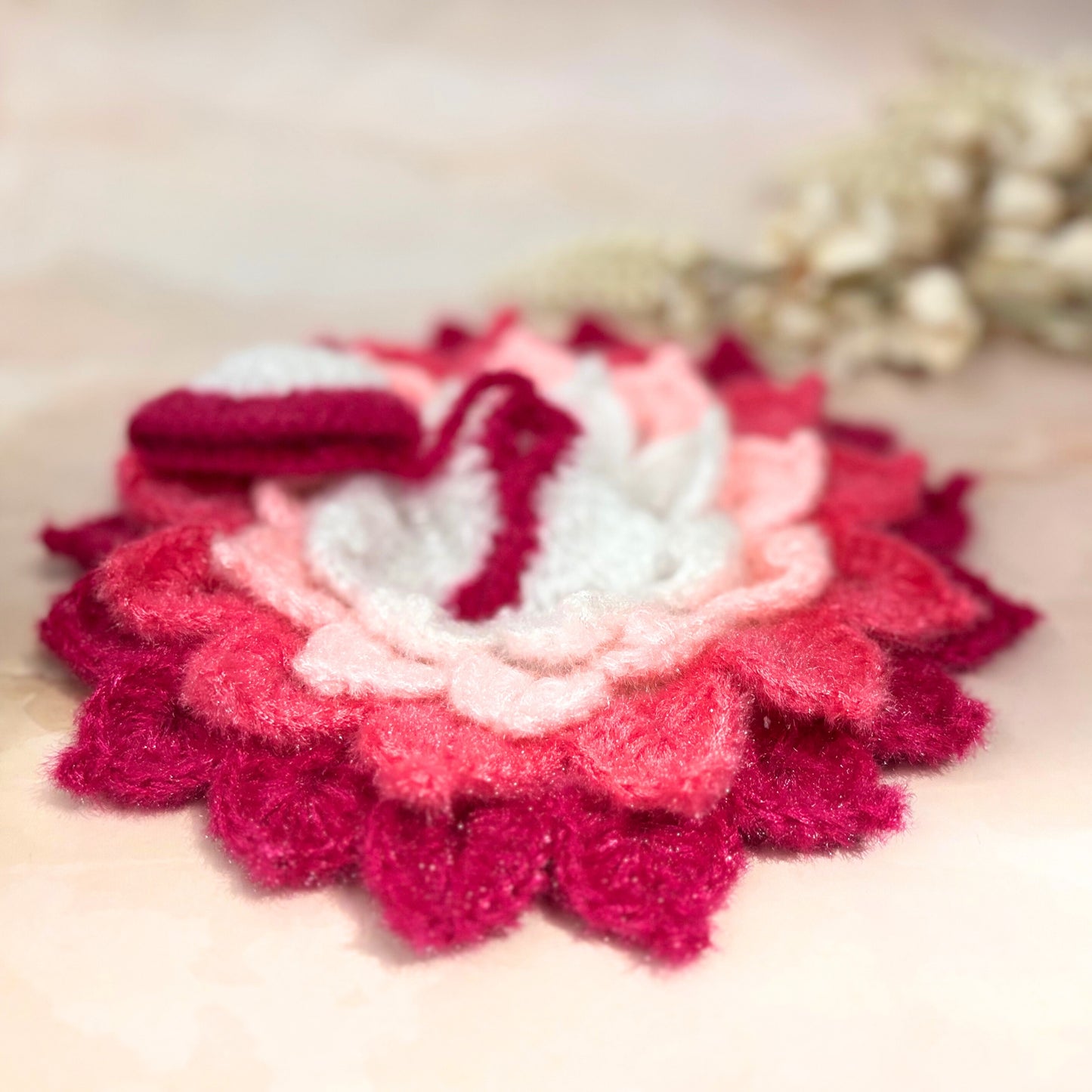 Magenta & White Lotus Woollen Laddu Gopal Dress