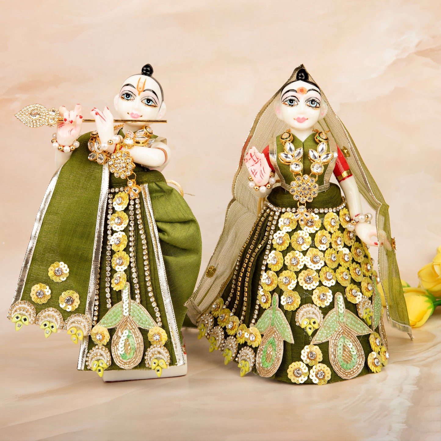 RK Set / Yugal Sarkar / Laxmi ji & Ganesh ji - Hari Mohan Vastra (6 piece set)