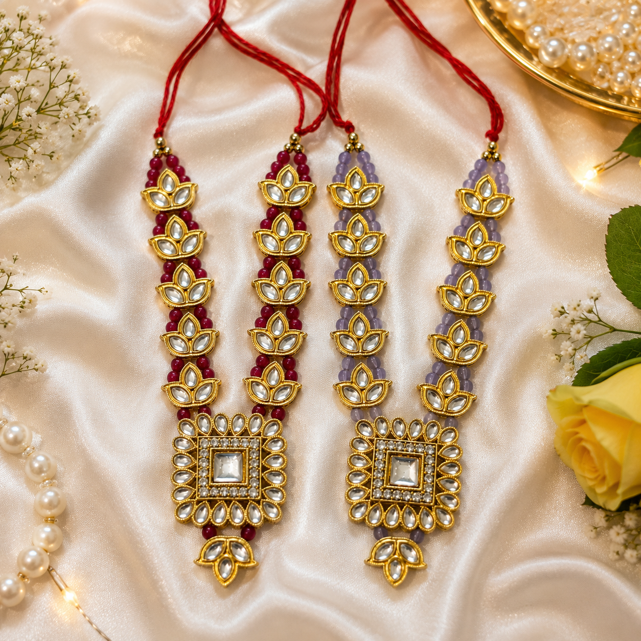 Nandlal Kundan Necklace Set(Pack of 2)