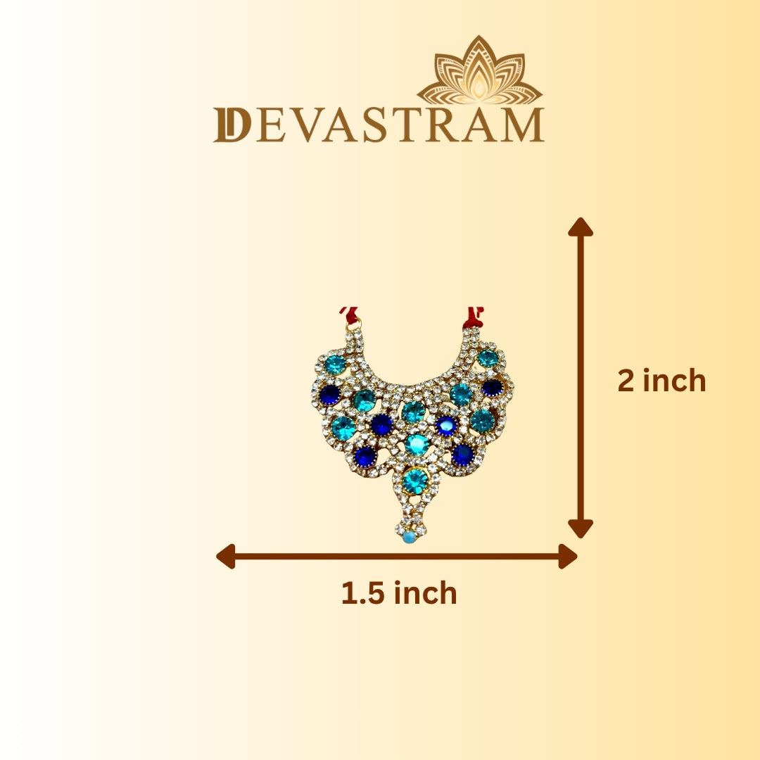 Jewelry with dimensions on a beige background, featuring blue stone
