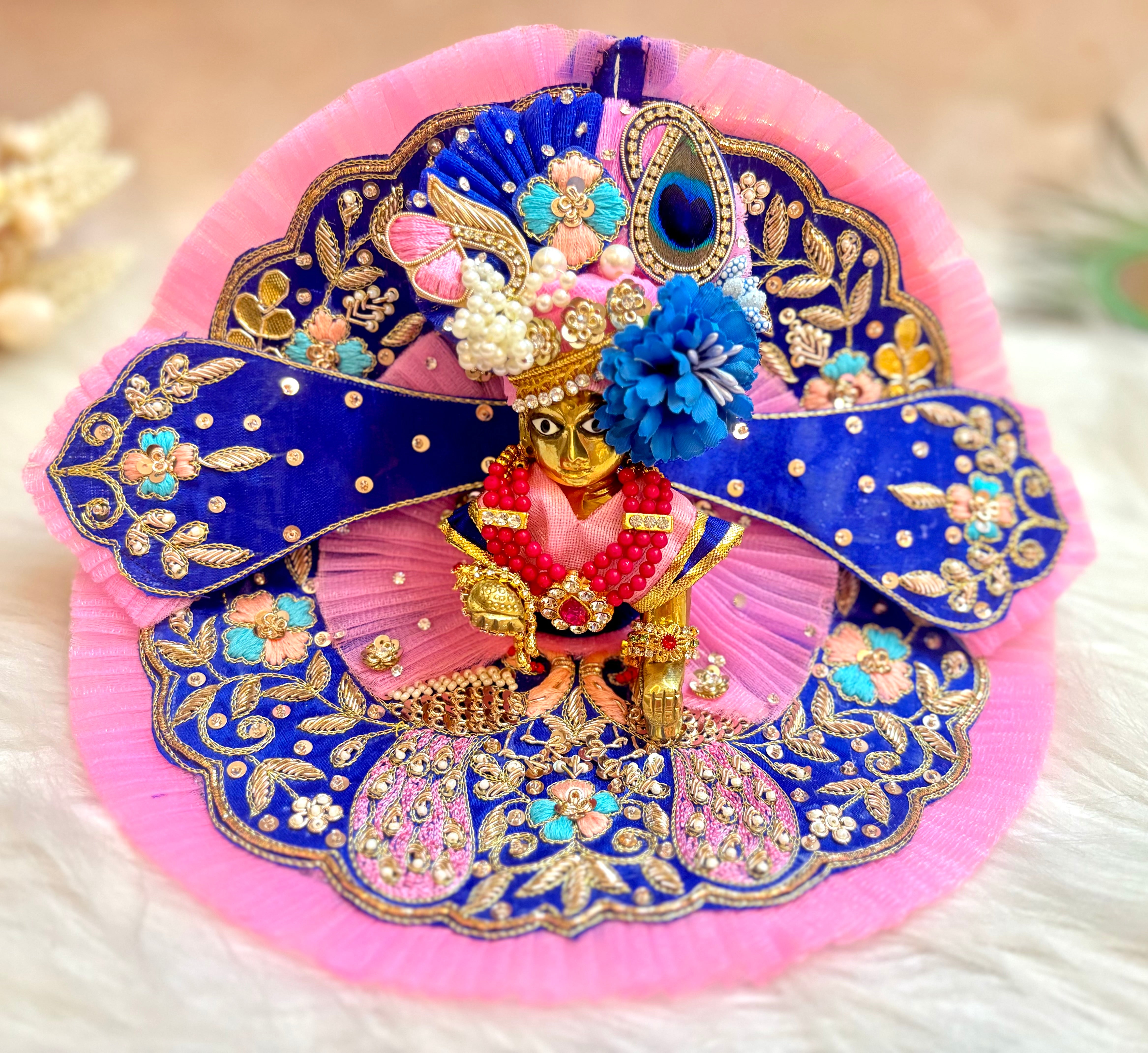 designer laddu gopal dress Peacock Embroidery Laddu Gopal Peacock Dress Premium Red Designer Laddu  Gopal Dress With Peacock Motif Buy