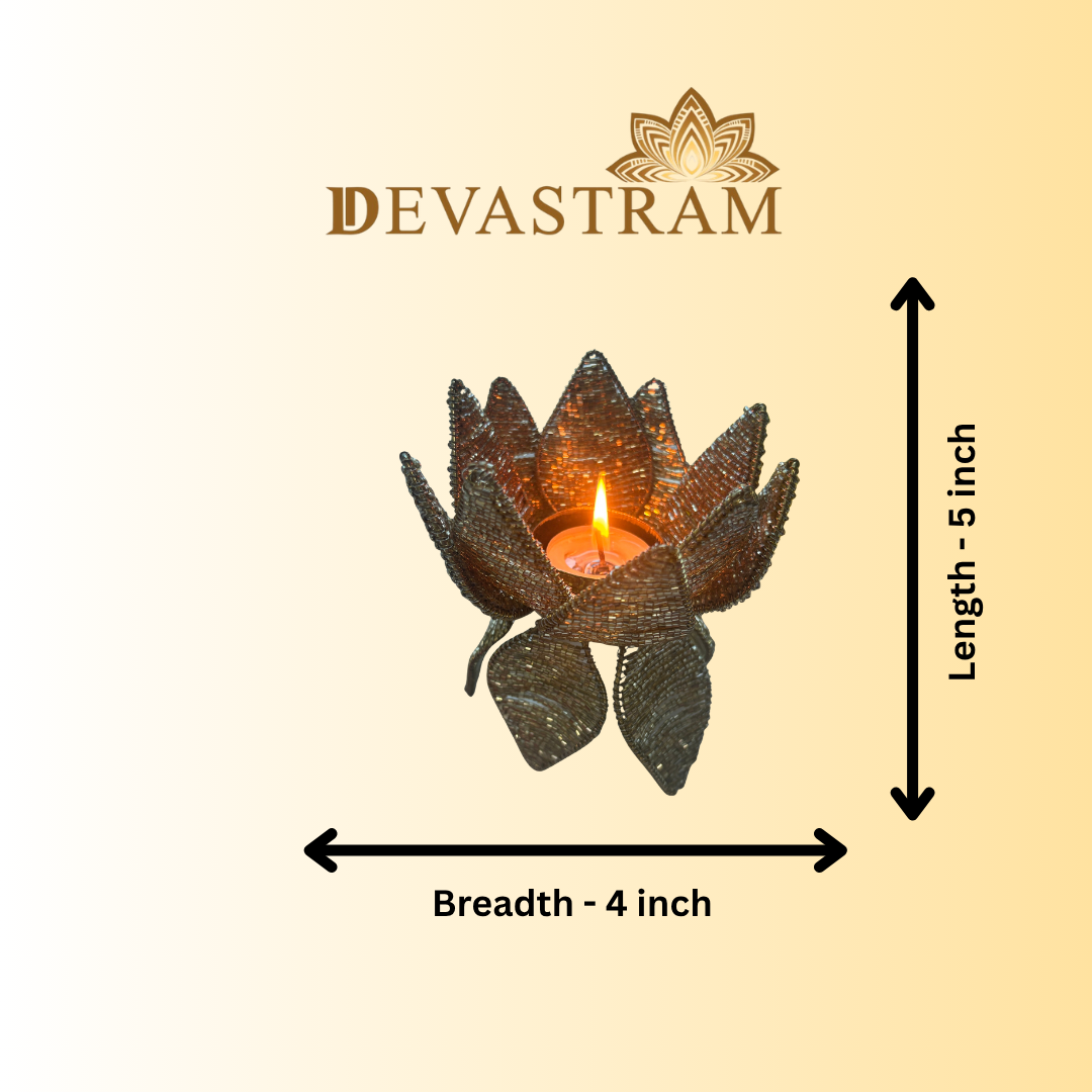 Beaded Lotus Tea Light Holder