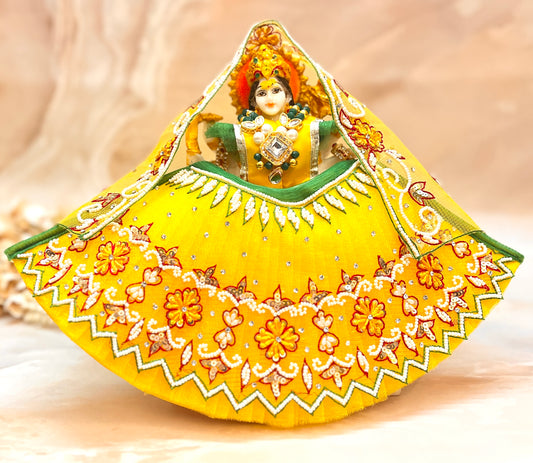 Luxe - Mata Rani Yellow Pearl Lehenga, choli & Duppatta- 3 piece set