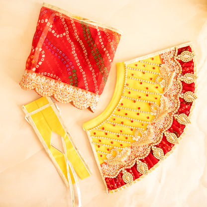 RK Set / Yugal Sarkar / Laxmi ji & Ganesh ji Pitambara Vastra (6 piece set)