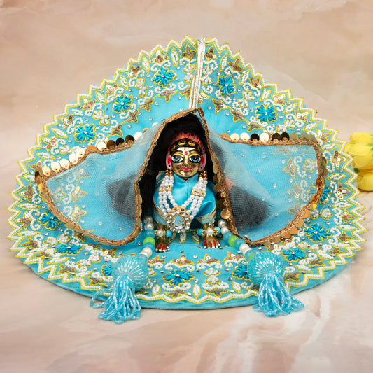 Luxe - Sky blue Pearl Hand Embroidered Radha Rani Dress (4 piece set)