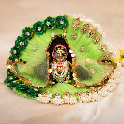 Green Motif with Pearls Radha Rani Dress