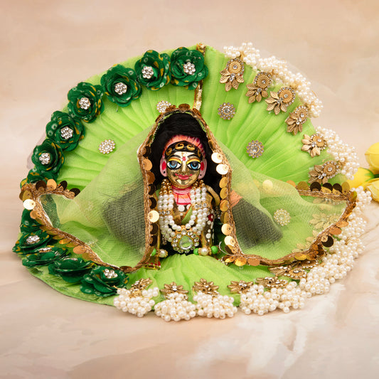 Green Motif with Pearls Radha Rani Dress