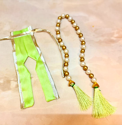 Teej Special Green Laddu Gopal Dress (4 piece set)