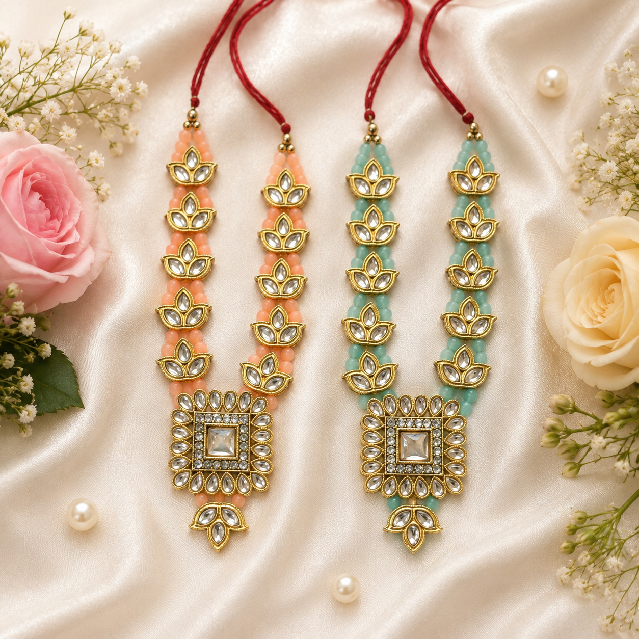 Padma Kundan Necklace Set(Pack of 2)