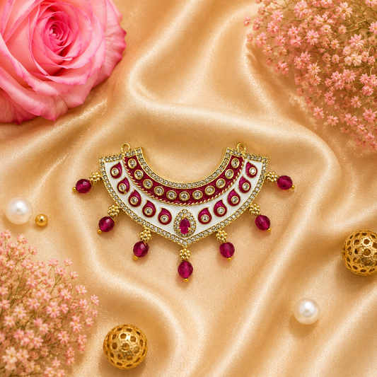 Divya Ruby Shwet Necklace Set