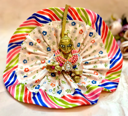 Leheriya Laddu Gopal Cotton Dress Pink & Green (Pack of 2)