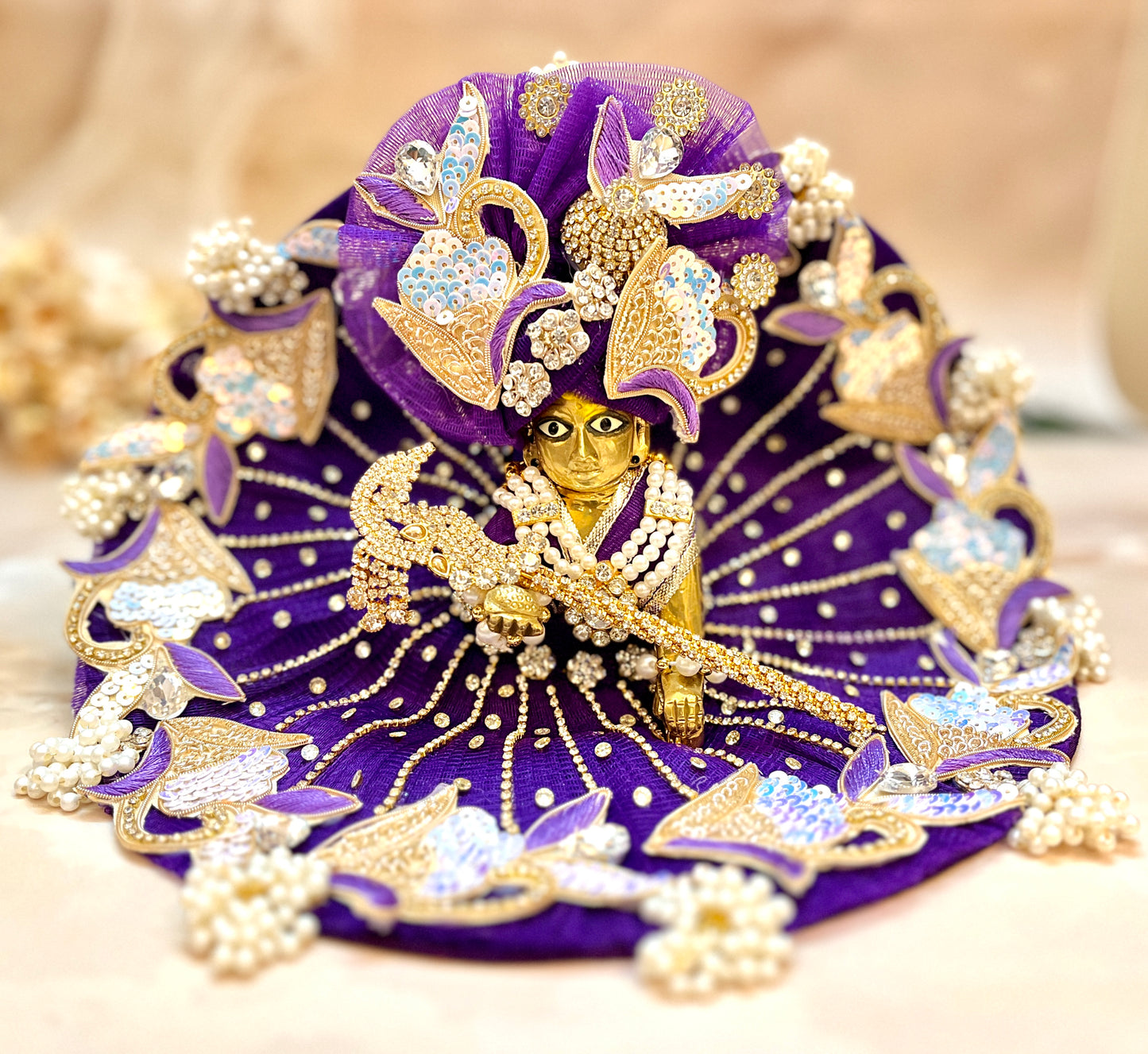 Dark Purple Sequence Laddu Gopal Dress