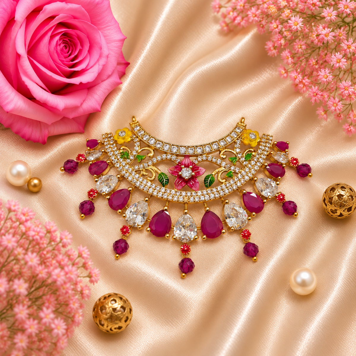 Mahamayi Pushp Necklace Set