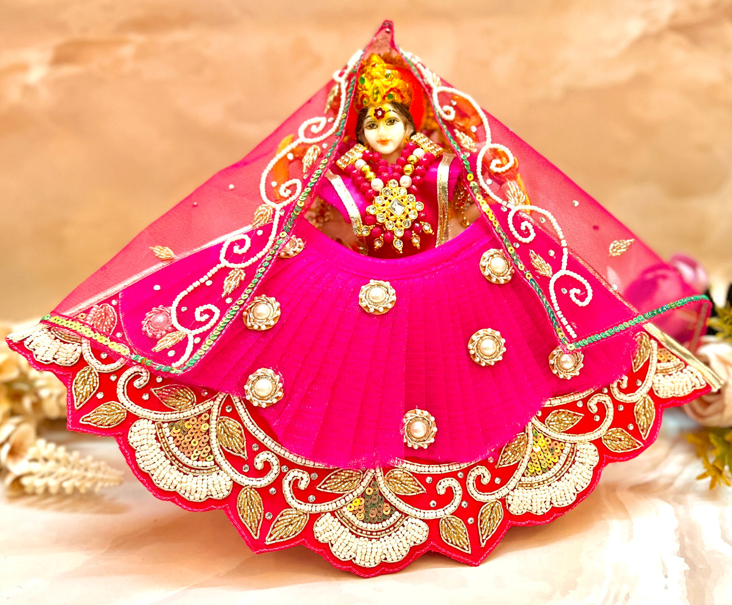 Luxe - Mata Rani Pink Pearl & Sequence Lehenga, choli & Duppatta- 3 piece set