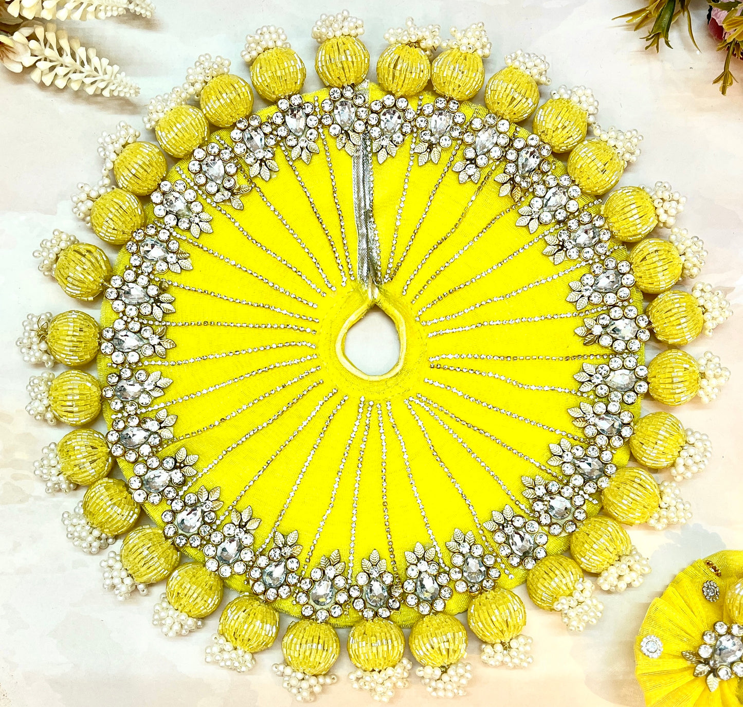 Pastel Yellow Heavy Jerken Laddu Gopal Dress