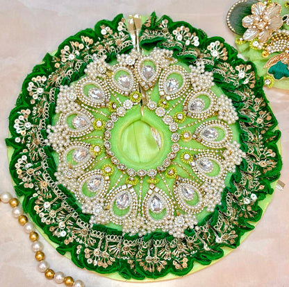 Teej Special Green Laddu Gopal Dress (4 piece set)