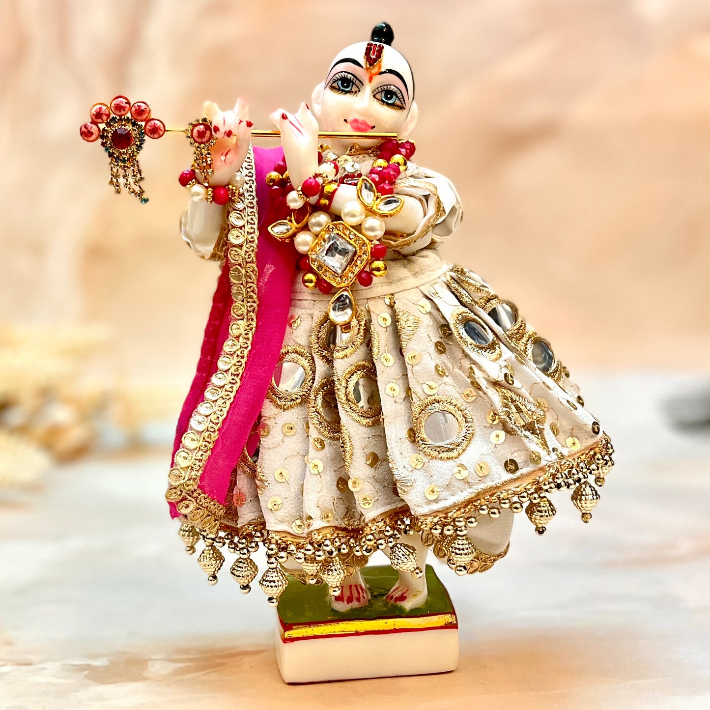 Iskcon Inspired Chandrika Roop Radhe Krishna Dress - 7 piece set