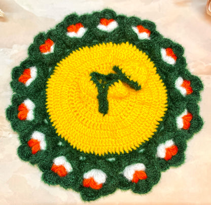 Green & Yellow Woollen Laddu Gopal Dress with Woollen Cap