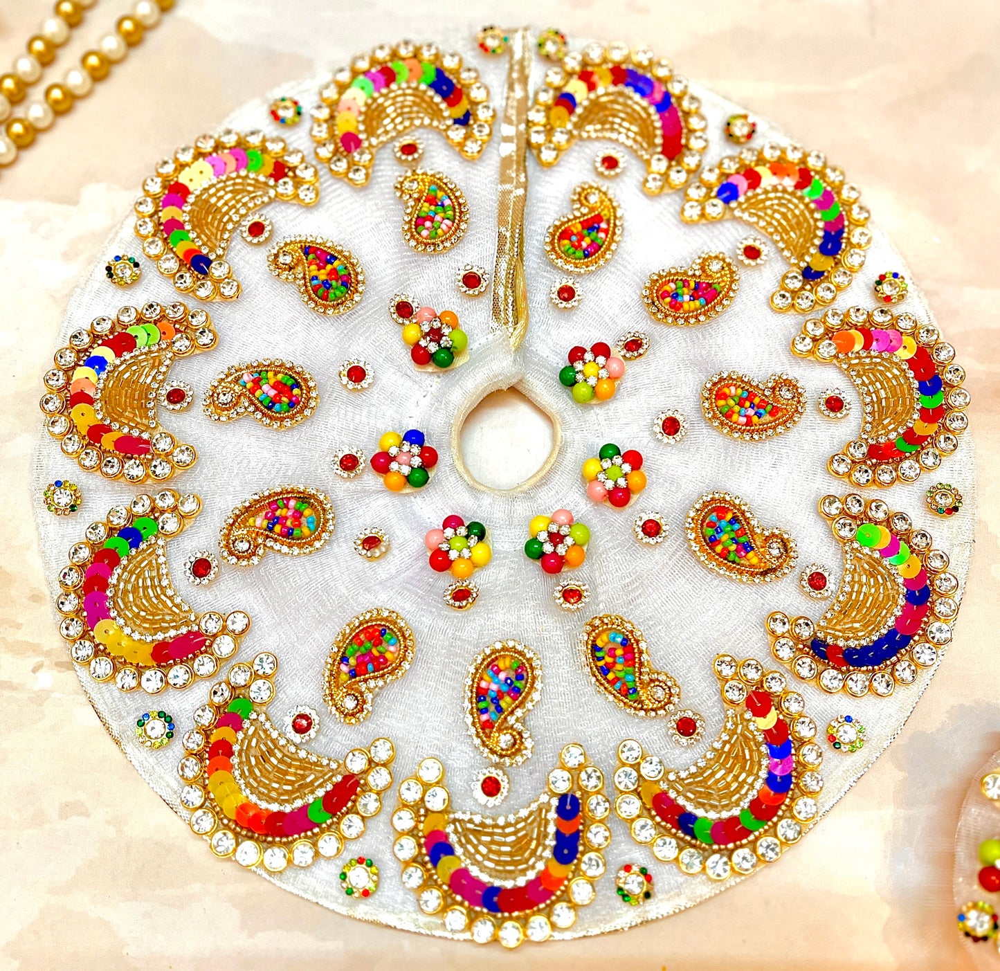 Holi Special White Laddu Gopal Dress ( Get 1 Necklace & 1 Patka Free) - 5 Piece Set