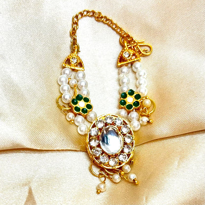 White Green Stone Necklace / Haar for Mata Rani, Laddu Gopal, RK