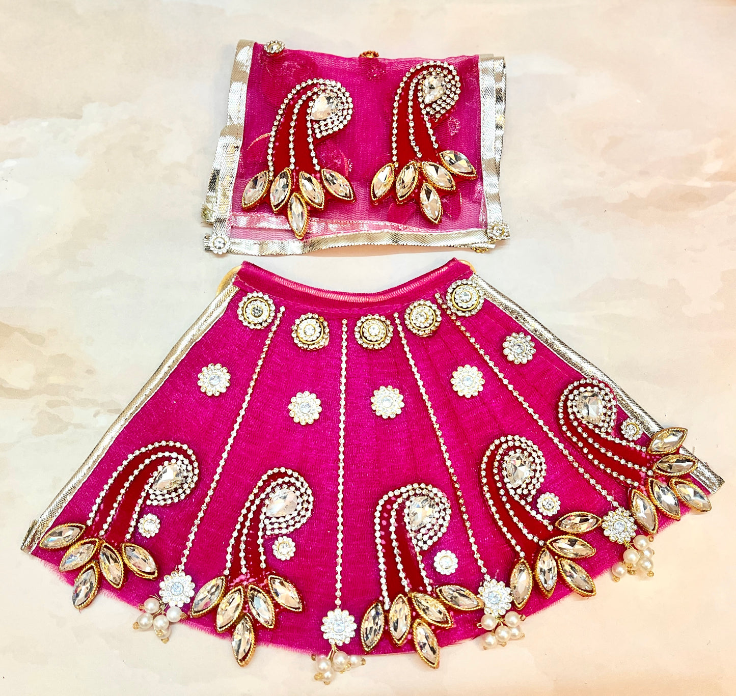 Mata Rani Magenta Lehenga, Choli & Duppatta- 3 piece set