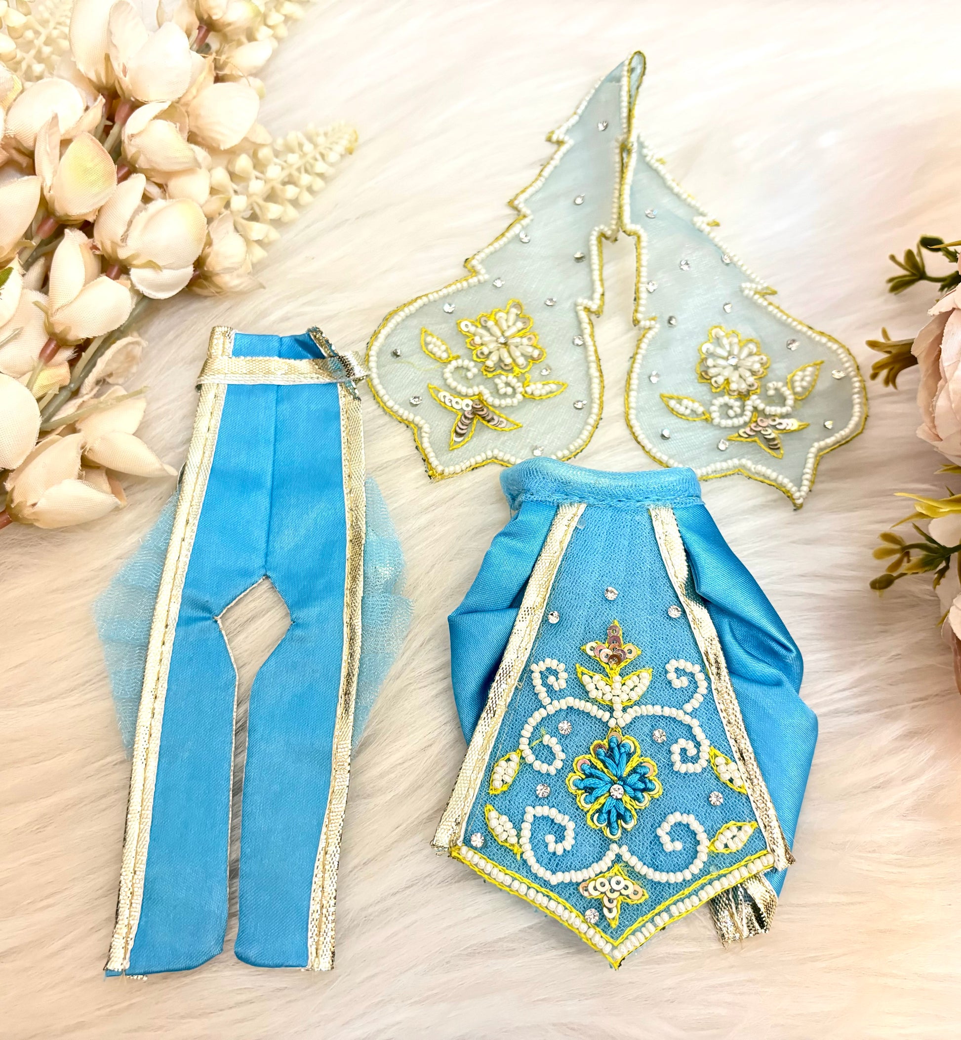 Luxe - RK / Yugal Sarkar/ Laxmi ji & Ganesh ji Set Sky blue Pearl Lehenga & Dhoti