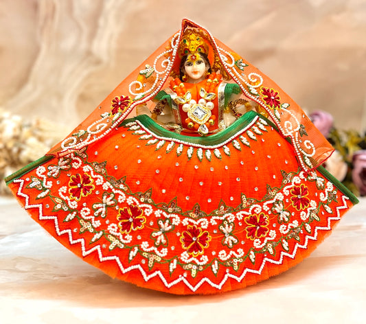Luxe - Mata Rani Kesari Pearl Lehenga, choli & Duppatta- 3 piece set