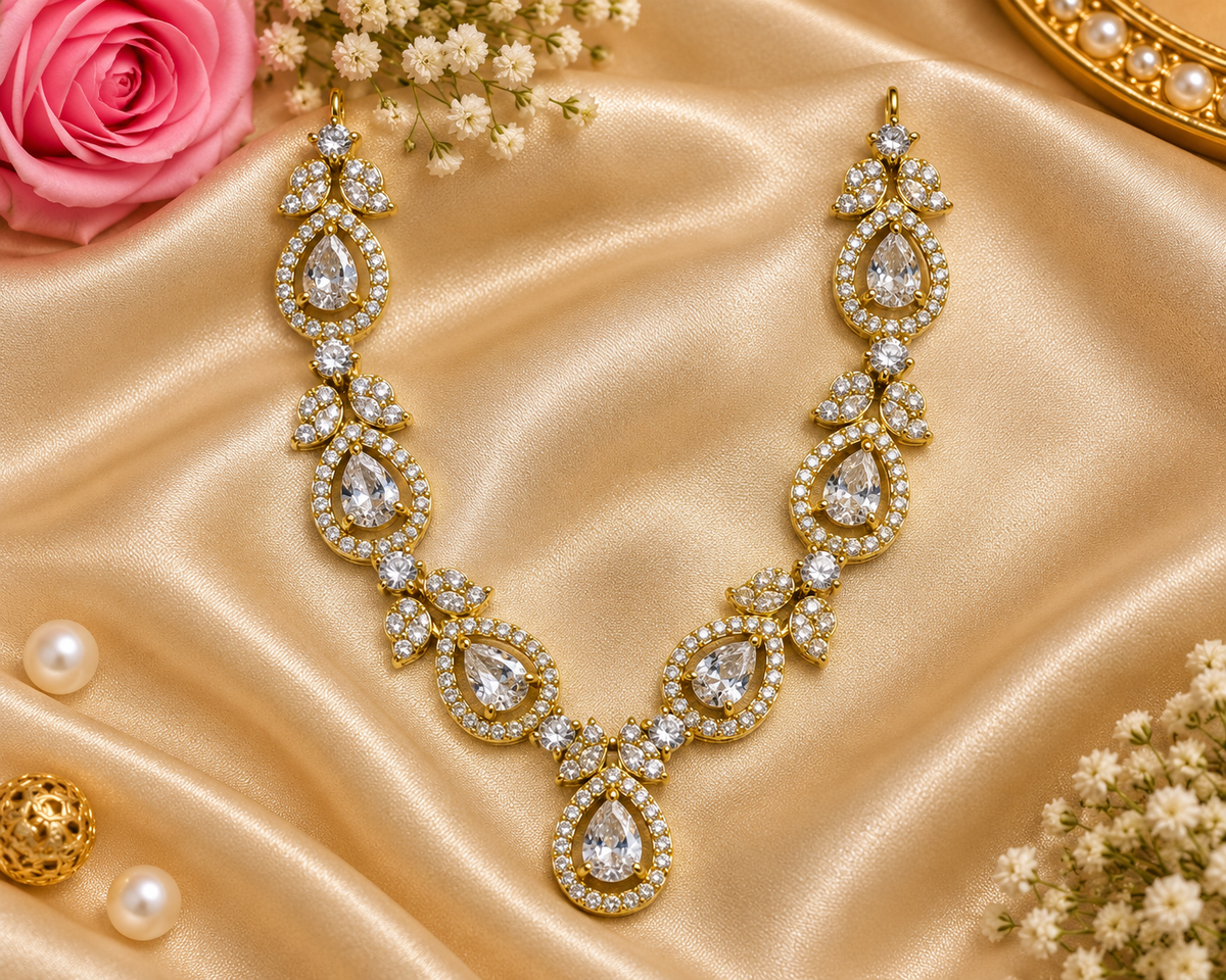 Ruby Harit Shwet Necklace Set (Pack of 3)