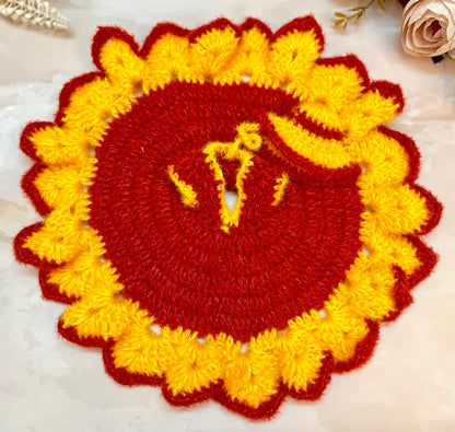 Yellow & Red Woollen Laddu Gopal Dress with Woollen Cap