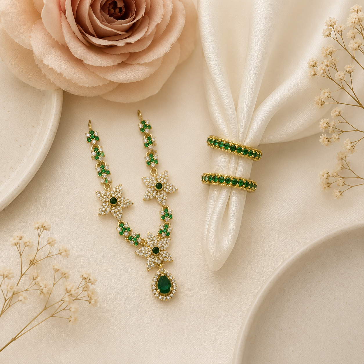 Hariyali Shringar Necklace Kangan Set