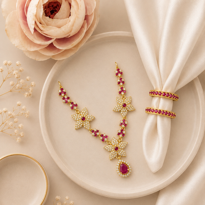 Ruby Ratna Necklace Kangan Set