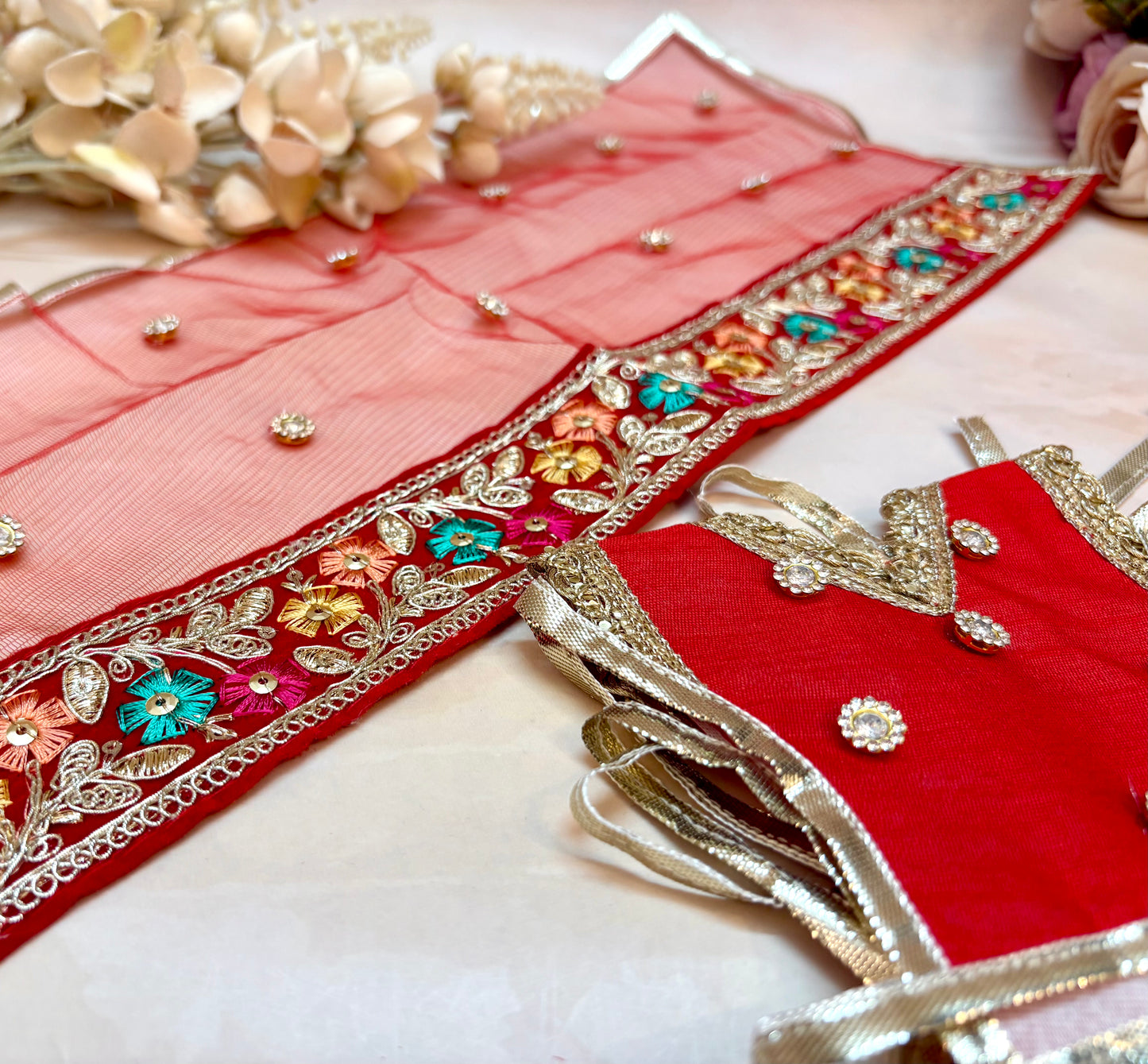 Luxe - Durga Maa Trishakti Mata Rani Lehenga, choli & duppatta- 3 piece set