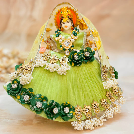Mata Rani Green Pearl Lehenga, choli & Duppatta- 3 piece set