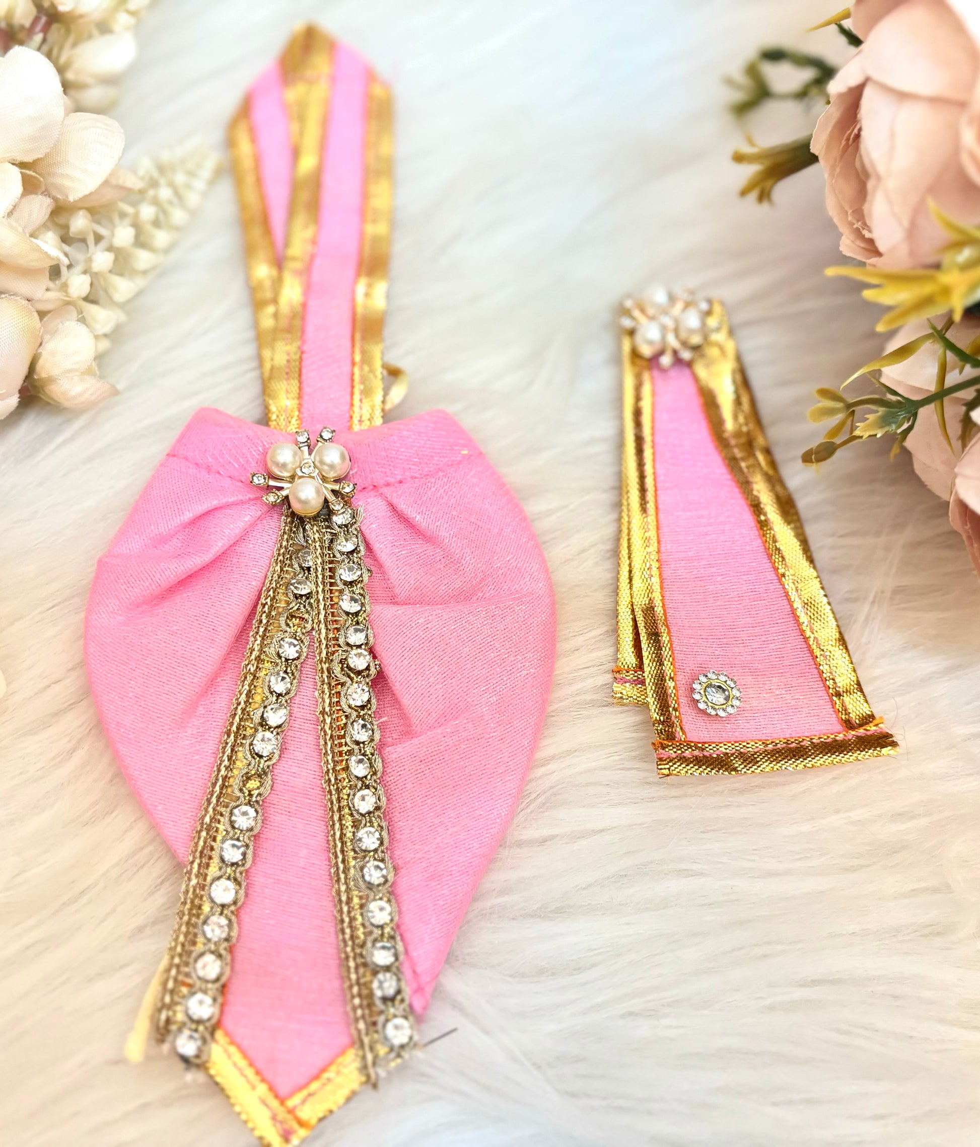 Laxmi ji & Ganesh ji Set Pink Lehenga & Dhoti - 6 piece set