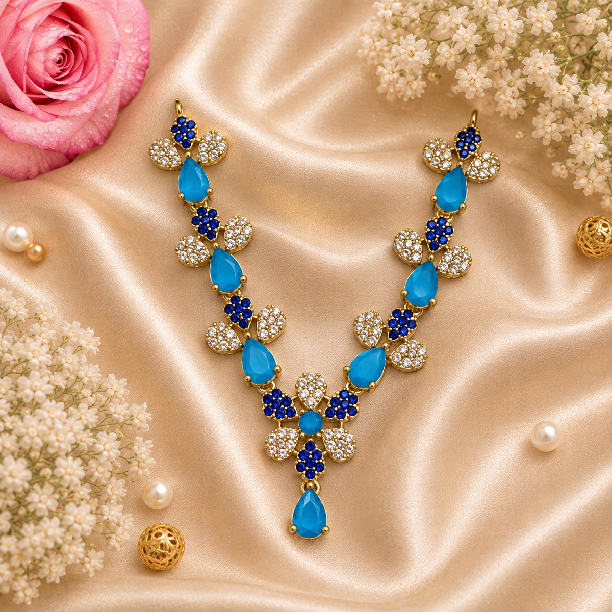 Shubh Neel Kusum Necklace Set (Pack of 2)