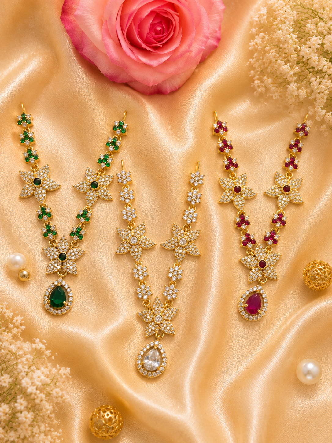 Ruby Harit Ratna Necklace Set (Pack of 3)