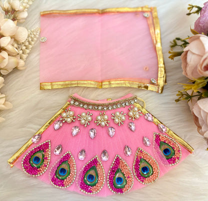 Laxmi ji & Ganesh ji Set Pink Lehenga & Dhoti - 6 piece set