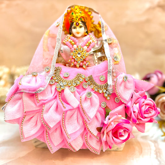 Mata Rani Pink Rose Lehenga, choli & Duppatta- 3 piece set