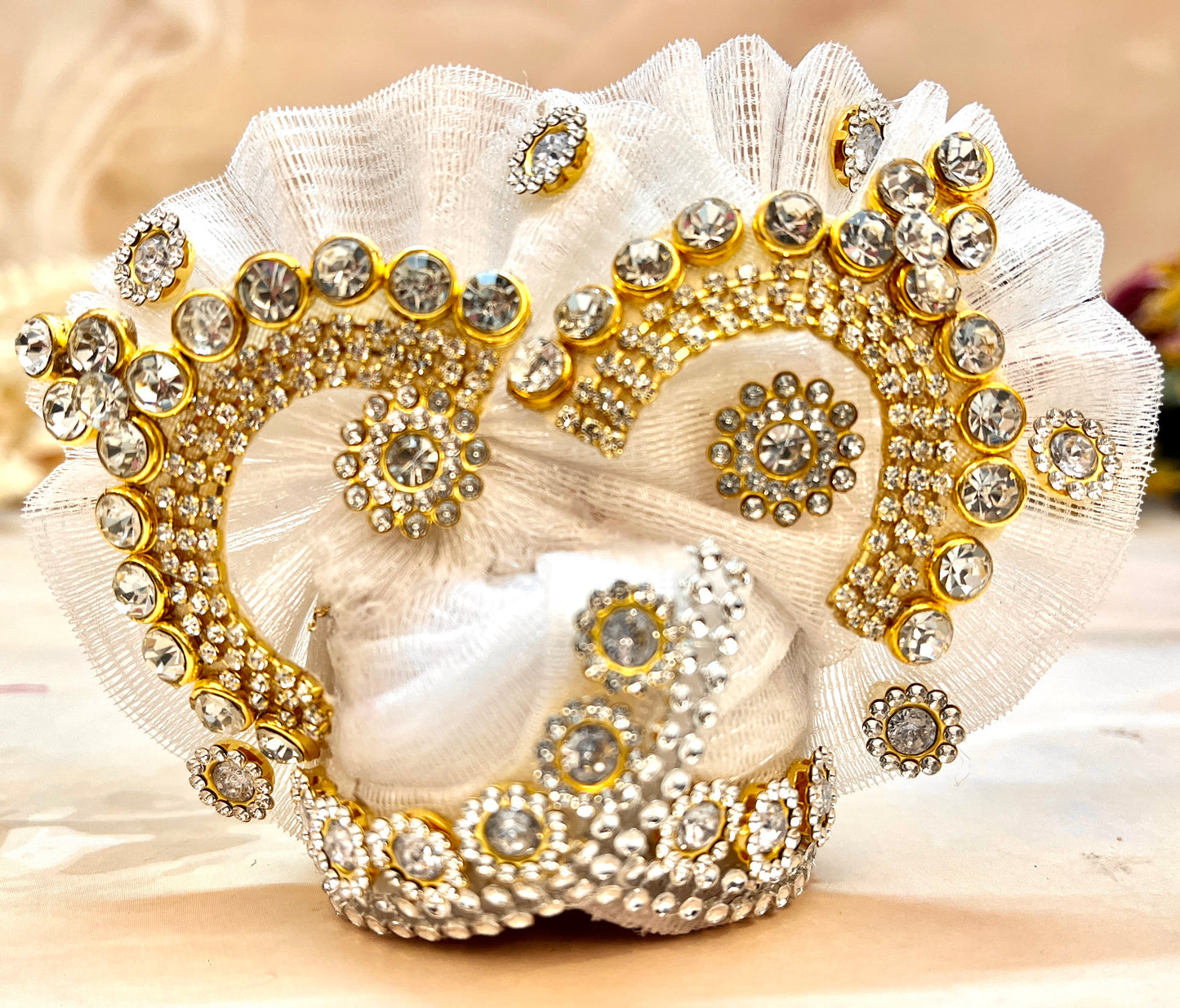 RK / Yugal Sarkar/ Laxmi ji & Ganesh ji Set White Lehenga & Dhoti - 7 piece set