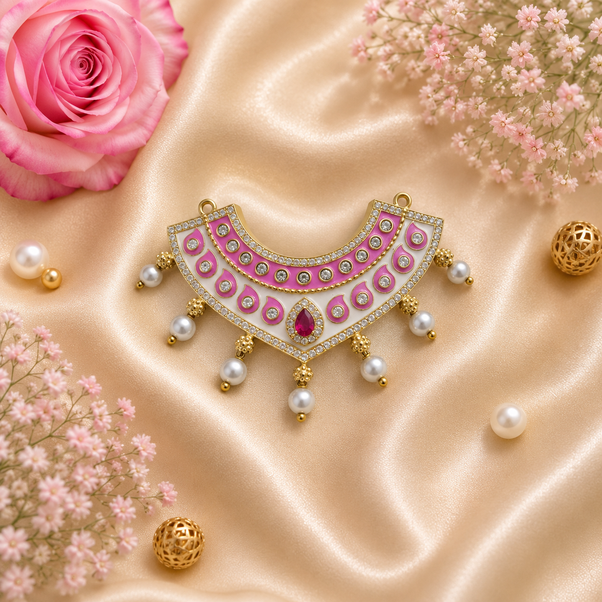Gulabi Shwet Necklace Set