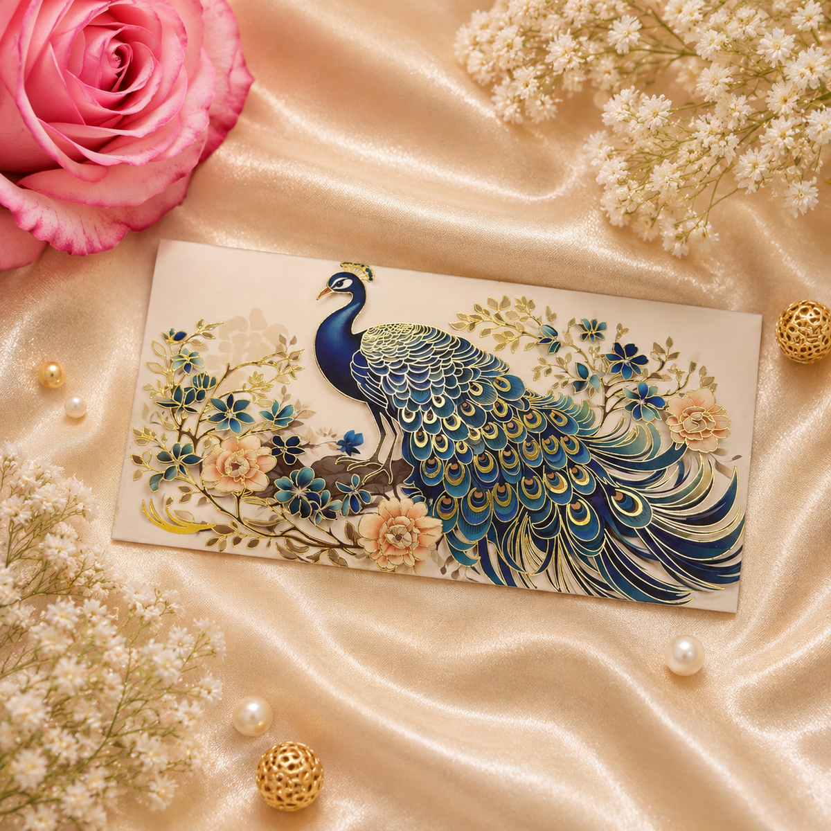 Peacock Floral Paper Envelopes (Pack of 10)