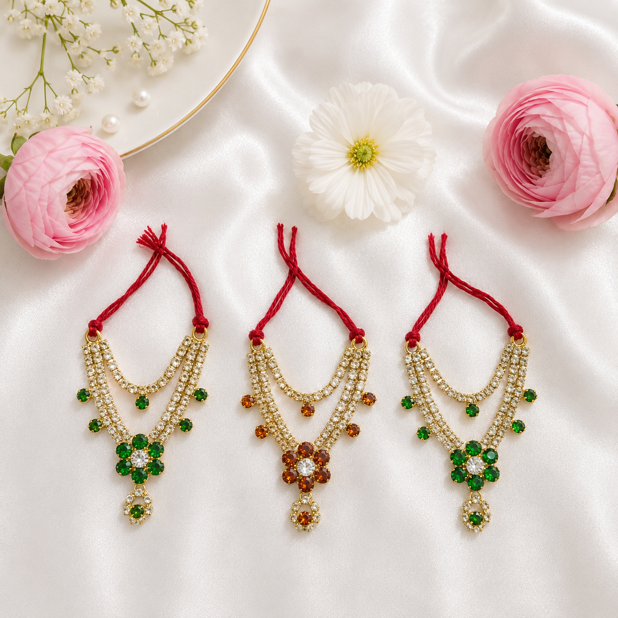 Pushp Harit Necklace Set(Pack of 3)