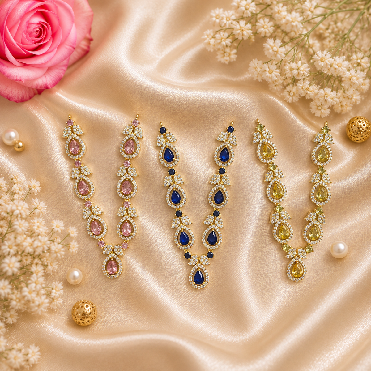 Mangalmayi Trirang Necklace Set (Pack of 3)