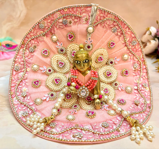 Pushp Laddu Gopal Vastra – Blush Pink (Get 1 Patka & Necklace Free)